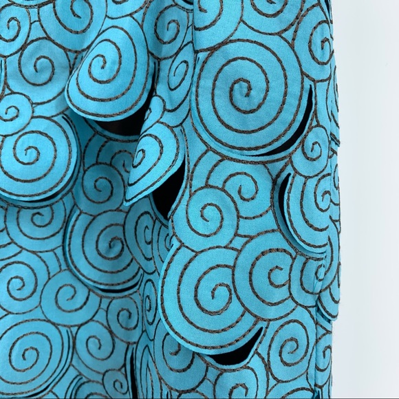 Sevier Skirts custom skirt, aqua and brown swirls with cutouts - Picture 3 of 8